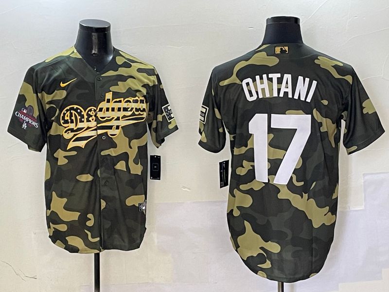 Men Los Angeles Dodgers 17 Ohtani Camo Joint Name 2025 Nike MLB Jersey style 2